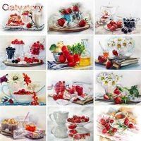 gatyztory frame scenery painting by numbers milk fruit canvas drawing handpainted kits acrylic paints home decor wall artwork