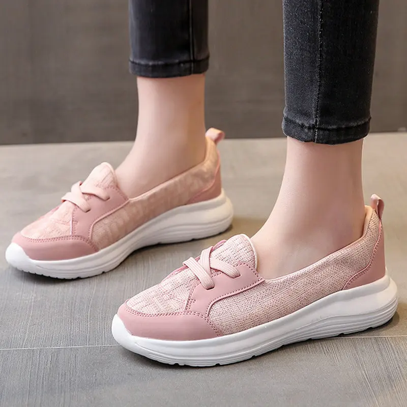 

Women Vulcanized Shoes 2023 New Women Breathable Sneakers Comfortable Slip On Flats Shoes Loafers Female Chaussures Femme Ete