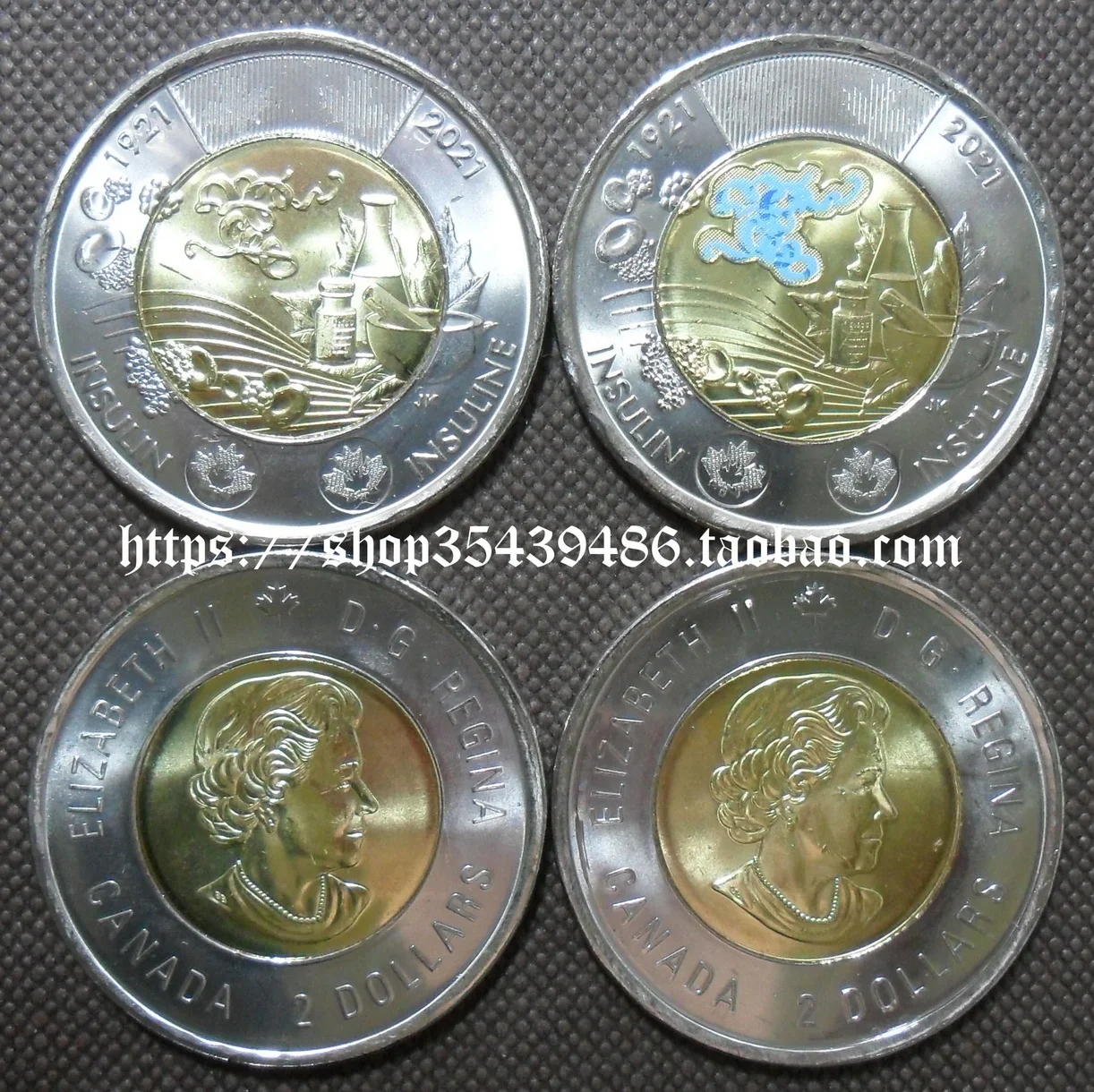 

America-Canada Discovered That Insulin Bainian 2 Yuan Two-Color Bimetal Commemorative Coin 2 Sets of Brand New 2021100% Original