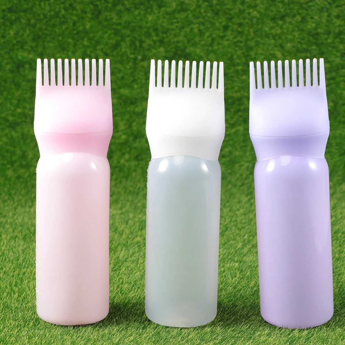 

3pcs Hair Dye Bottle Applicator Comb Dispensing with Graduated Scale Salon Hair Coloring Dyeing (Random Color)