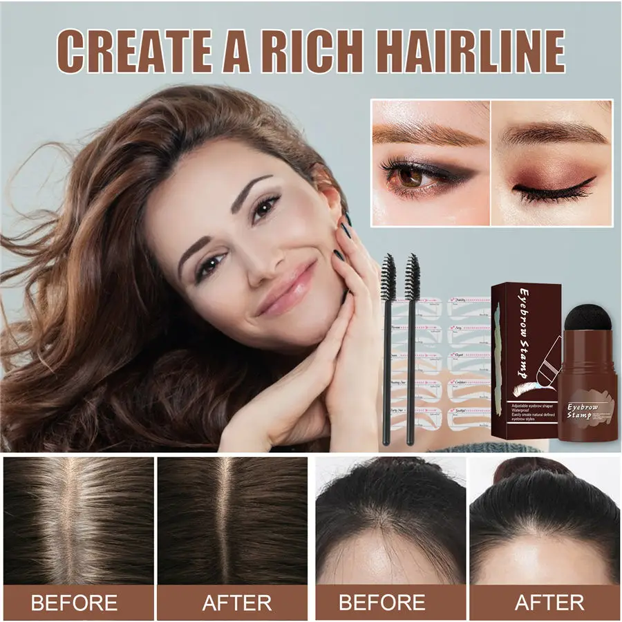 1pc Eyebrows Shape Set Professional Stamp Shaping Kit Trimmer Tools Brush Powder Stick Hair Line Contour Make Up Eye Brow Pencil