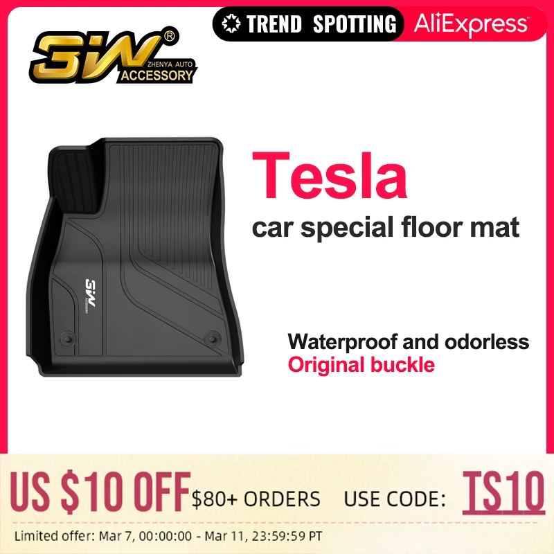 

3W Full TPE Car Mat For Tesla New Model 3 Model Y 2019-2021 Custom Floor Liner Fully Surrounded Floor Mat High-End Car Special