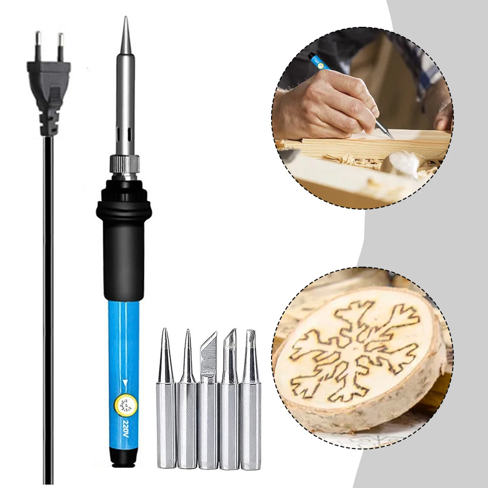 

1set Soldering Iron Straight-in Temperature-adjustable 110V/220V Heating Core Fast Heating EU/US/UK1.2m Soldering Iron Access