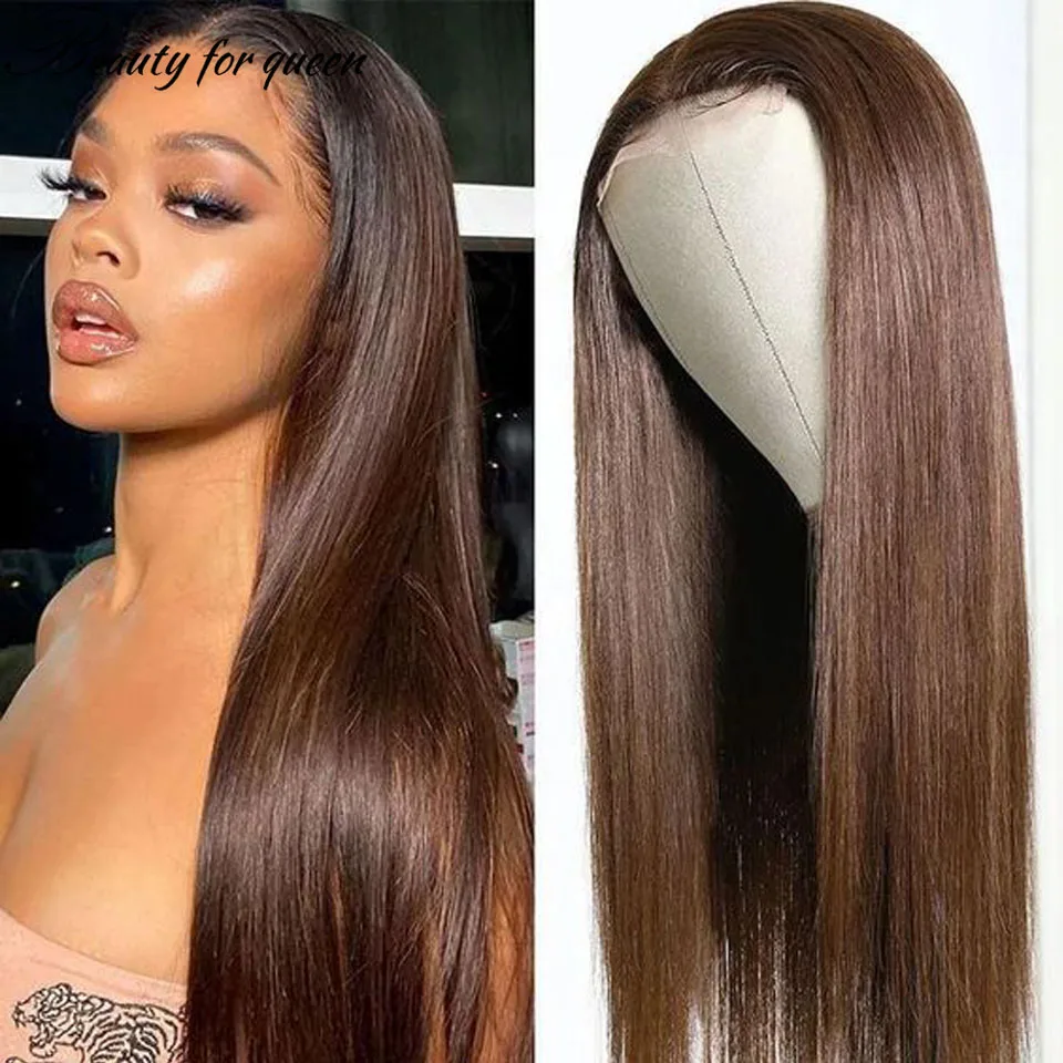 

Lace Front Human Hair Wigs Dark Brown For Black Women Brazilian Remy Hair Wigs HD Transparent Lace Frontal Wigs Pre Plucked 150%