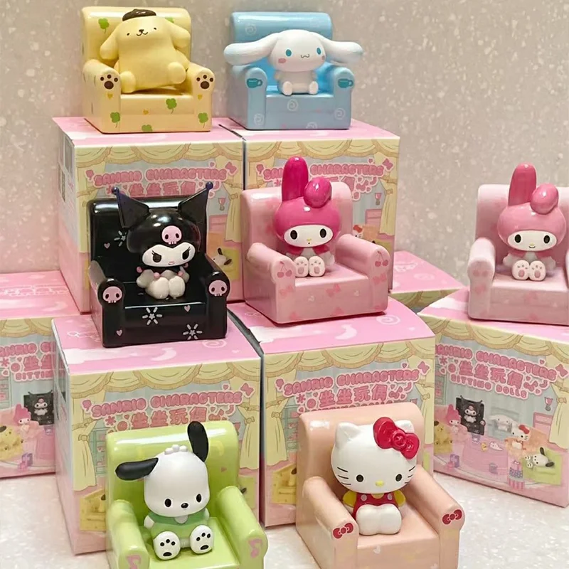 Sanrio семья сидет в серии ящиков для слепых кукол Hello Kitty Корица рулон дивана