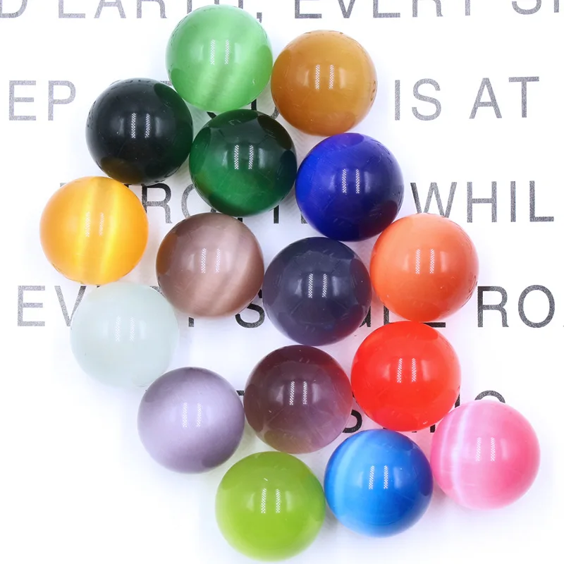 20mm Colorful Cat Eye Ball Sphere Quartz Crystal Polished Stones Gemstone Specimen Home Office Decoration Healing Ornament