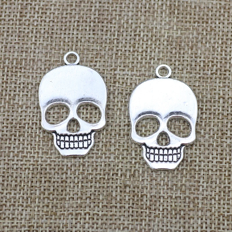 

5 шт./лот 22*35 мм подвеска в виде головы черепа из сплава, подвески в античном стиле серебряного цвета, Подвески для изготовления ожерелья свои...