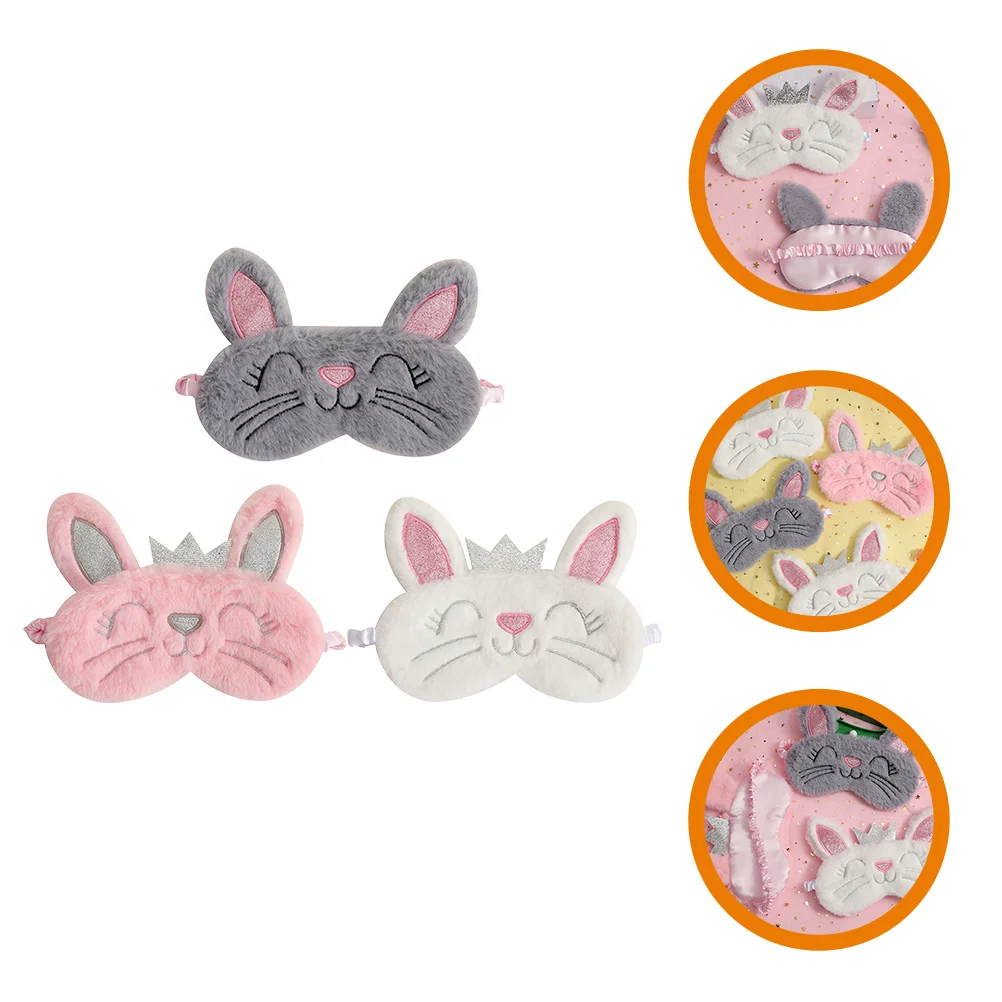 

3 Pcs Bunny Ears Eye Mask Adult Masks Cartoon Sleep Covers Rabbit Plush Blindfold Girl Toddler Furry