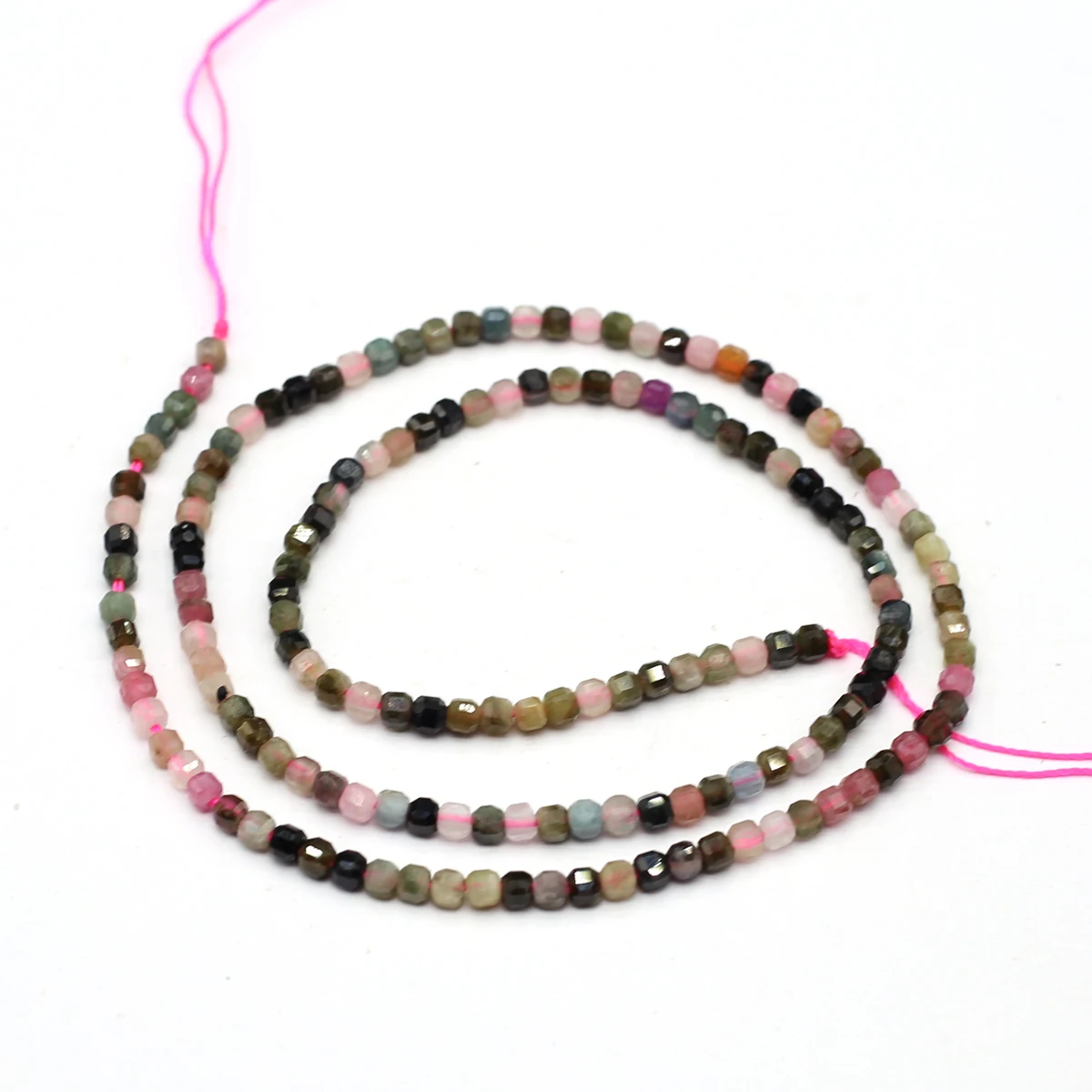 

2mm Colorful Tourmaline Beads Faceted Natural Square Stones Loose Spacer Beads for Jewelry Making DIY Necklace Accessories Gifts