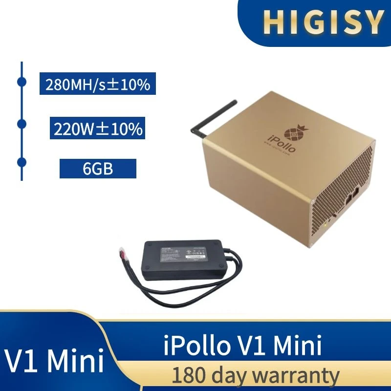 

Free Shipping New iPollo V1 Mini 280MH 6G with PSU Ethash ETC/ZIL Double mining Machine Ethf Ethw Crypto Asic