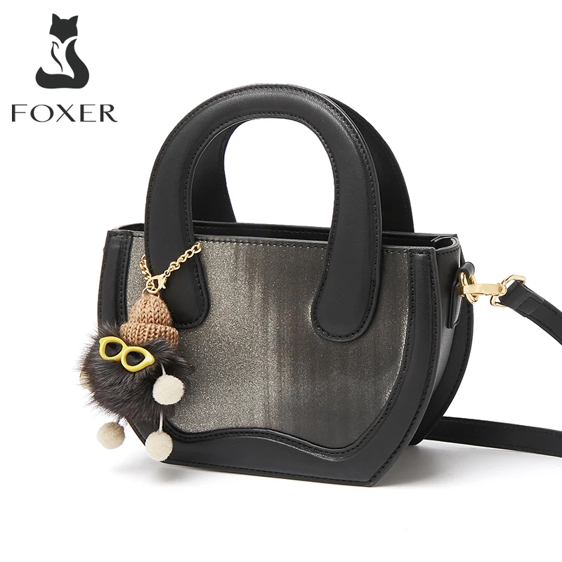 FOXER Female PU Leather Small Handbag Lady Shiny Luxury  Shoulder Crossbody Bag Women Fashion High Quality Present Messenger Bag