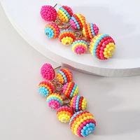fashion colorful ball full beaded acrylic dangle earrings for women 2022 trend new boho luxury design pendientes party jewelry