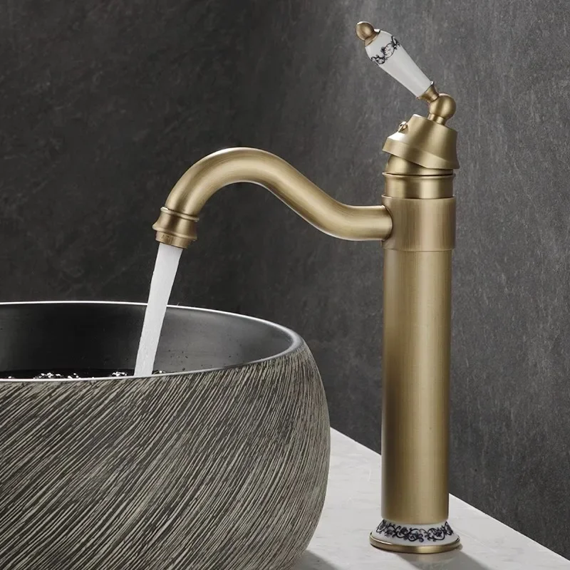Антикварный смеситель для ванной комнаты латунные смесители раковины в комнате
