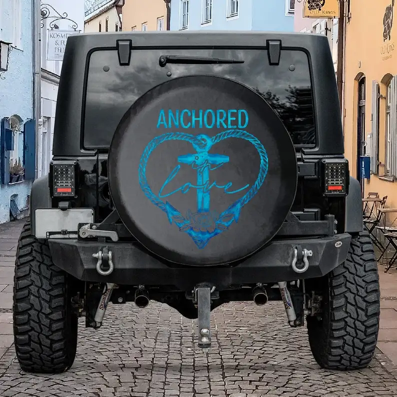 

Anchored In Love Tire Cover - Spare Tire Cover For The Tire Cover Comes With Camera Hole Option - Tire Covers For ,RV,C