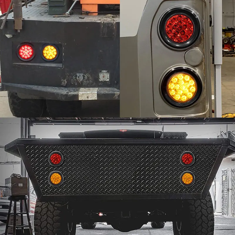 12-24V Wide Pressure Truck Round Light 4 Inch Stop Brake Running Amber Red Turn Signal For Trailer 4x4 Pickup Bus Van - купить по