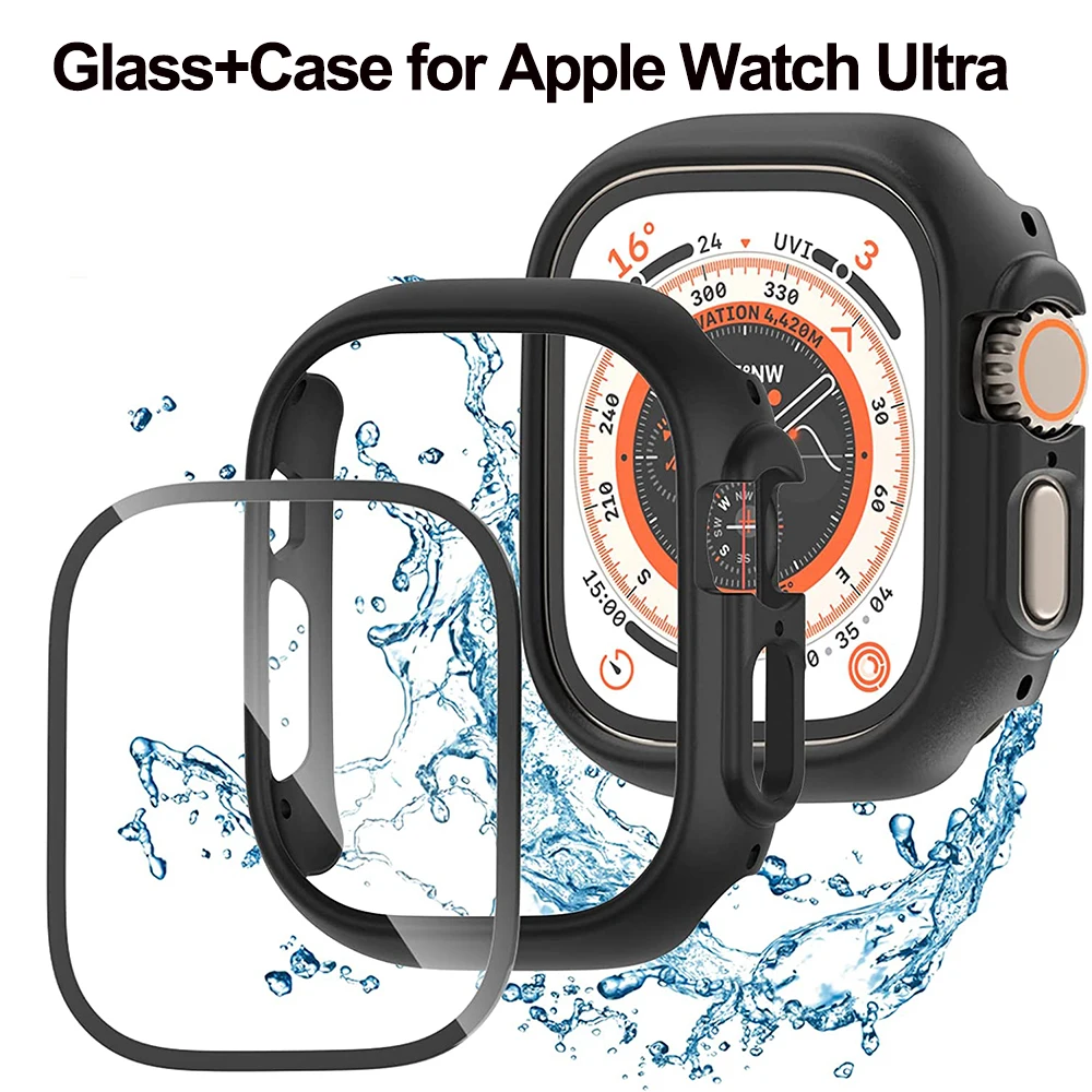 

Glass+Case for Apple Watch Ultra 49mm Anti-Scratch PC Apple Watch Ultra Case Iwatch Ultra/8 Pro 49mm Cover+Screen Protector Film