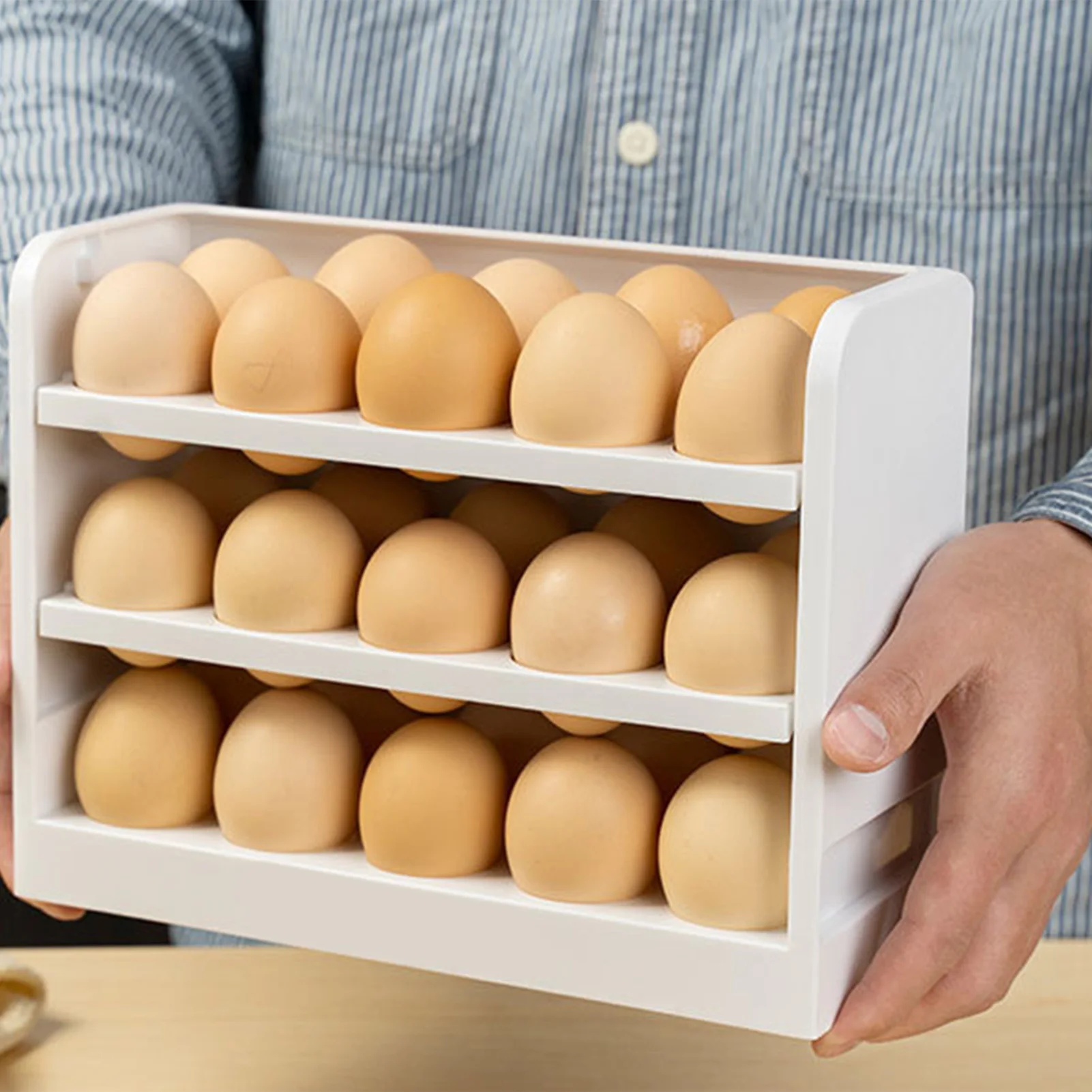 

30 Grids Egg Storage Box Home Refrigerator Egg Storage Case Container Egg Rack Egg Organizer Tray 3 Layer Egg Holder For Fridger