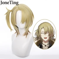 jt synthetic luca kaneshiro cosplay wig hololive vtuber nijisanji luxiem coaplay wig short brown hair wig unisex role paly
