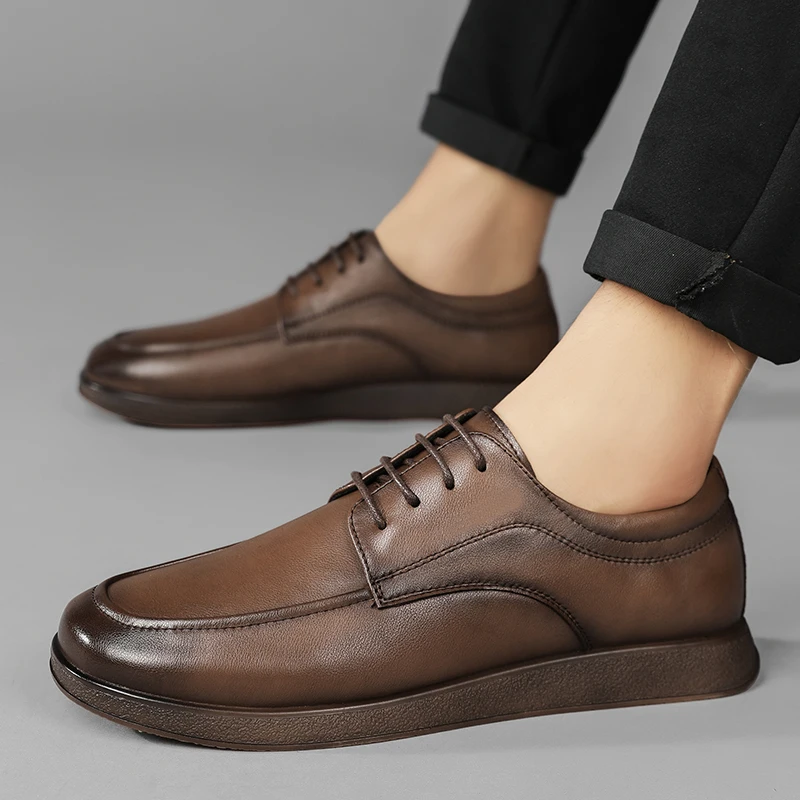 

Мокасины мужские из натуральной кожи, роскошные брендовые туфли-оксфорды, Повседневная формальная обувь, черные кроссовки, ручная работа