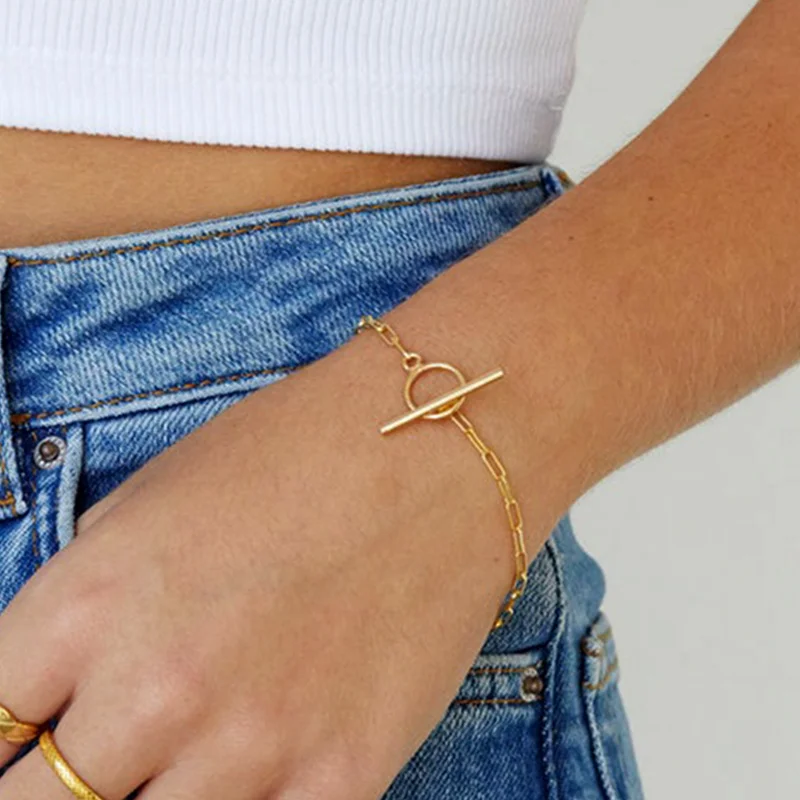 Новинка 2022 классический браслет из звеньев цепи женский простой нержавеющей