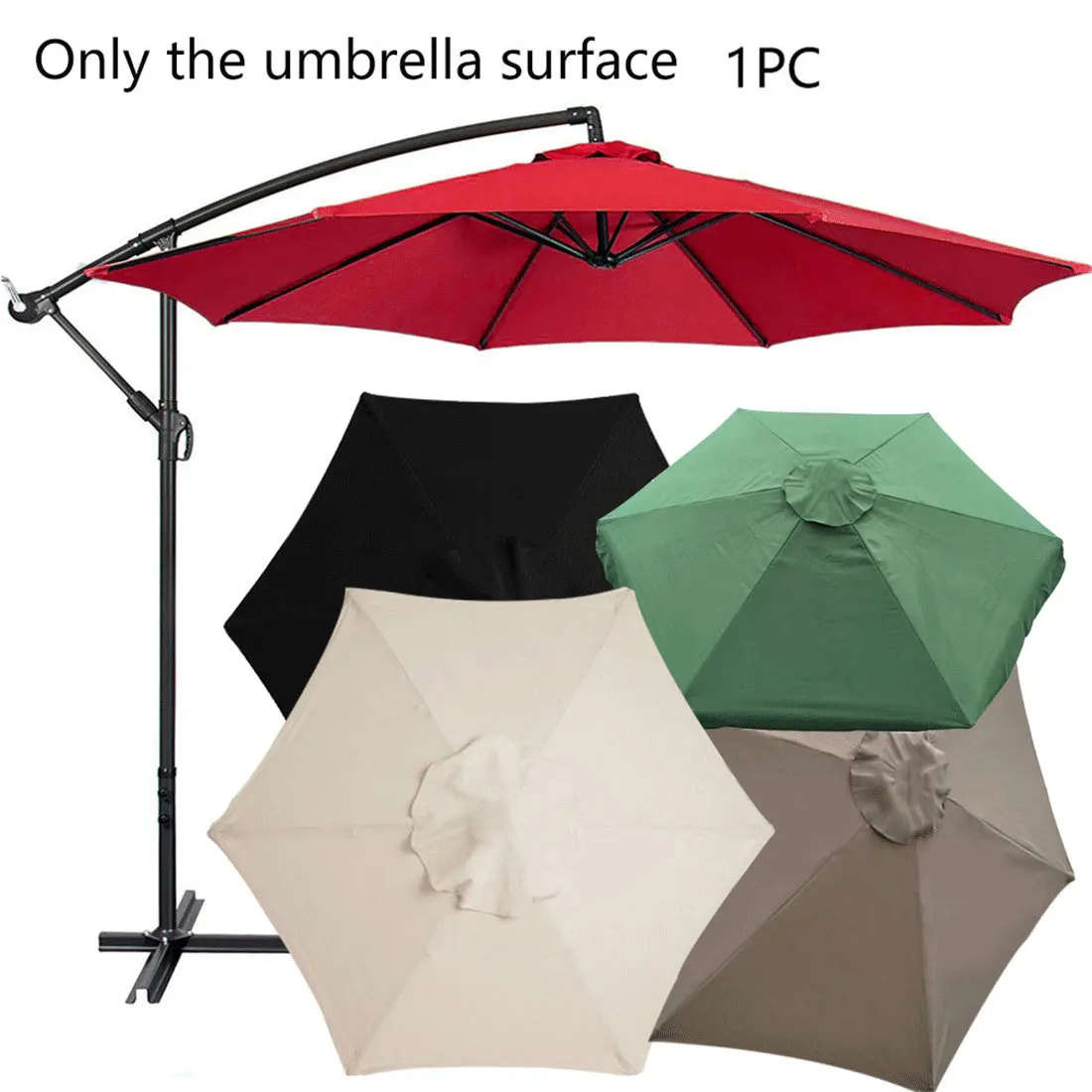 

6/8 Ribs Patio Umbrella Replacement Canopy without Stand Outdoor Garden Patio Banana Umbrella Cover Waterproof Parasol Cover