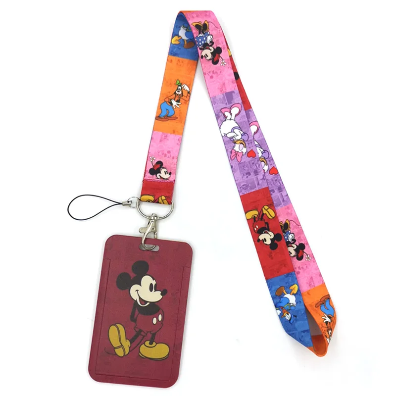 

Color Mickey Mouse Anime Lanyard Badge Holder ID Card Lanyards Mobile Phone Rope Keys Lanyard Neck Straps Keychain Key Ring