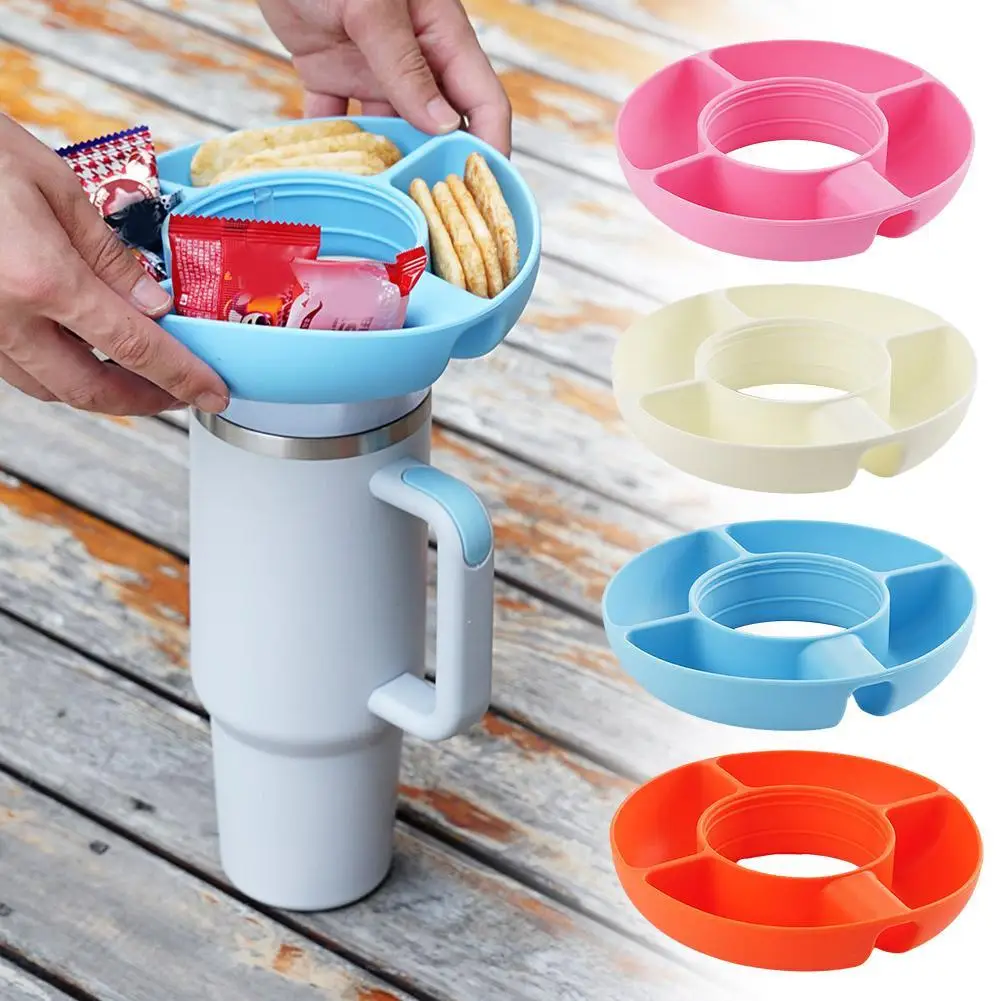 

Silicone Tumbler Snack Bowl for Stanley Cup 40 oz Lightweight Durable Leakproof Snack Travel Tray Cup Holders for Kids Adul X9R1