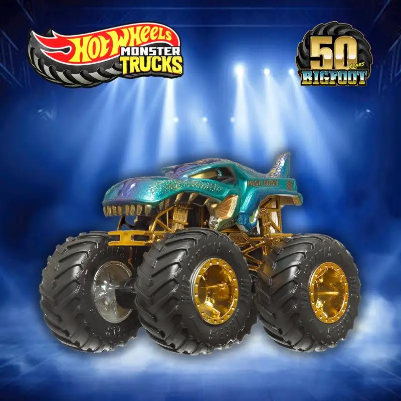Фото Набор из 11 литых машинок Hot Wheels Monster Trucks Trophy Champions Bigfoot к 50-летию, масштаб 1:64, подарок для коллекционера №4