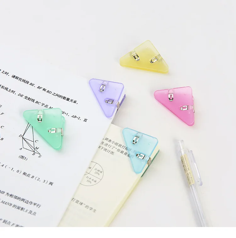 

Priced 10pcs Color Corner Clips Set Transparent & Solid Page Holder Paper Clip Clamp File Index Photo Office School