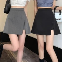 irregular split black skirt womens 2022 new summer high waist slim skirt all match a line short skirt professional wear