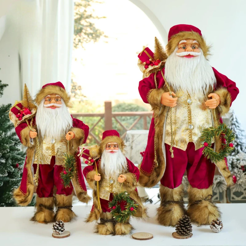 2023 New Santa Claus Doll Red Robe Old Men Christmas Decoration Happy New Year Shopping Mall Window Ornaments 30/45/60CM