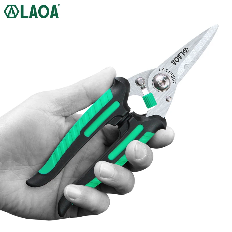 

Многофункциональные ножницы LAOA, сделано в Тайване, с предохранительным замком, ножницы из нержавеющей стали для резки кожаной проволоки, бы...