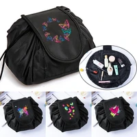 women drawstring cosmetic bag travel storage makeup bag organizer make up pouch portable butterfly print toiletry beauty case