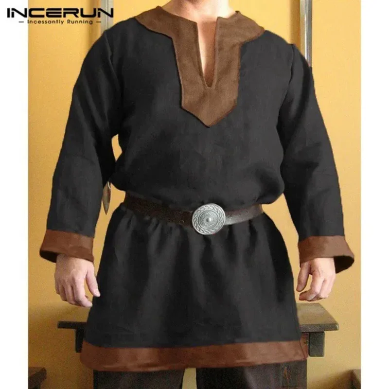 JustSaiyan средневековые рубашки викингов пиратская повседневная блузка с длинным