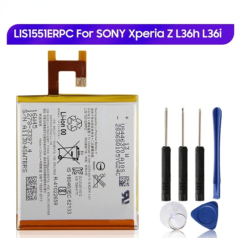 

Оригинальный запасной аккумулятор Sony LIS1502ERPC для SONY Xperia Z L36h L36i c6602 SO-02E C6603 S39H LIS1551ERPC подлинный 2330mAh