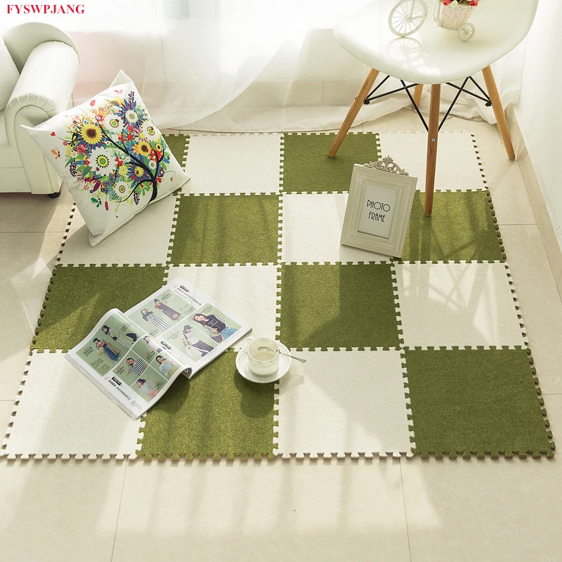 

10Pcs Kindergarten EVA Baby Crawling Pad Children's Bedroom Room Suede Warm Insulation Thickened Stitching Soft Foam Floor Mat
