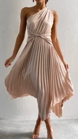 wildpinky one shoulder pleated long dress women 2022 summer a line elegant sexy outfits ladies birthday party club evening dress