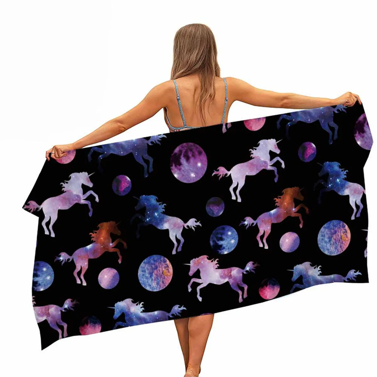 Мультяшный единорог пляжное полотенце из микрофибры для бассейна портативное