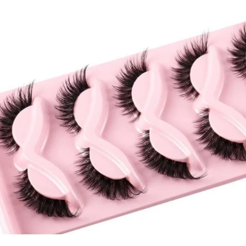 Накладные ресницы из искусственной норки кошачий глаз 5 пар