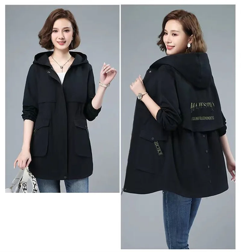 Женская длинная куртка с капюшоном на весну и осень 2024 новая свободная