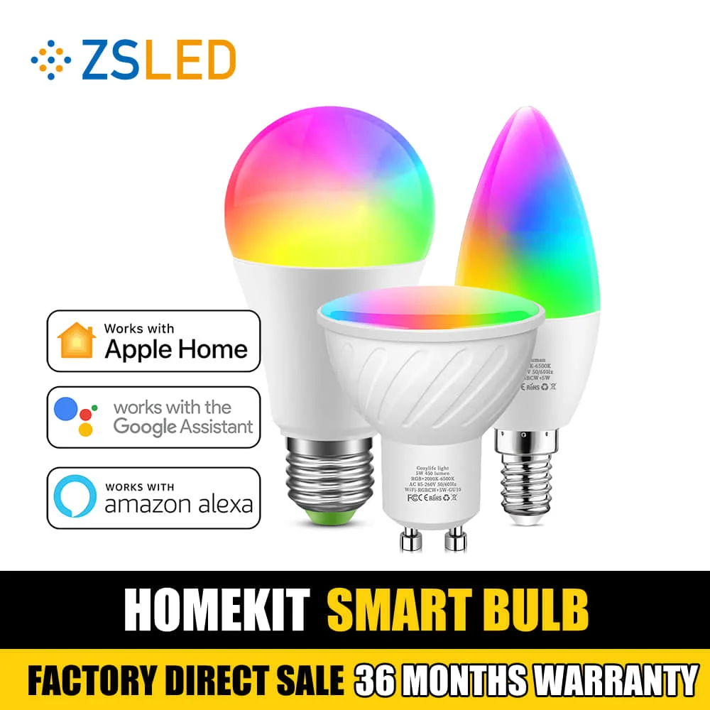 

Smart WiFi LED light Bulb 9W lamp Compatible With Apple HomeKit Siri Alexa Google Assistant Dimmable E27 2700K-6500K RGB RGBW