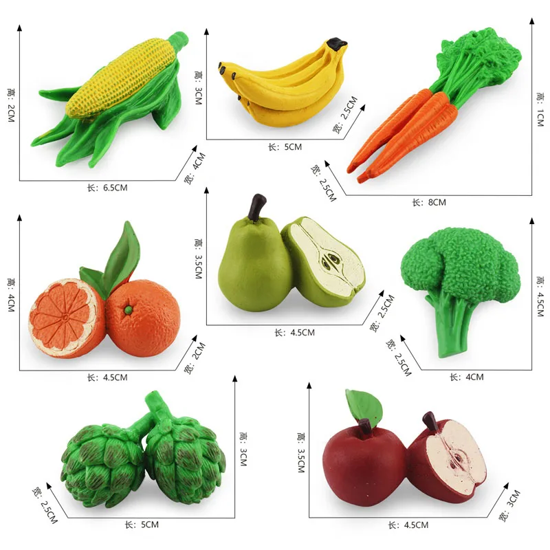 

Simulation Apple Banana Carrot Orange Pear Corn Broccoli Artichoke Fruit And Vegetable Model Ornaments Gift Children's Cognition
