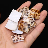 2pc natural panther cowrie pendants reiki heal square shell charms for tribe jewelry making diy necklace earrings gifts