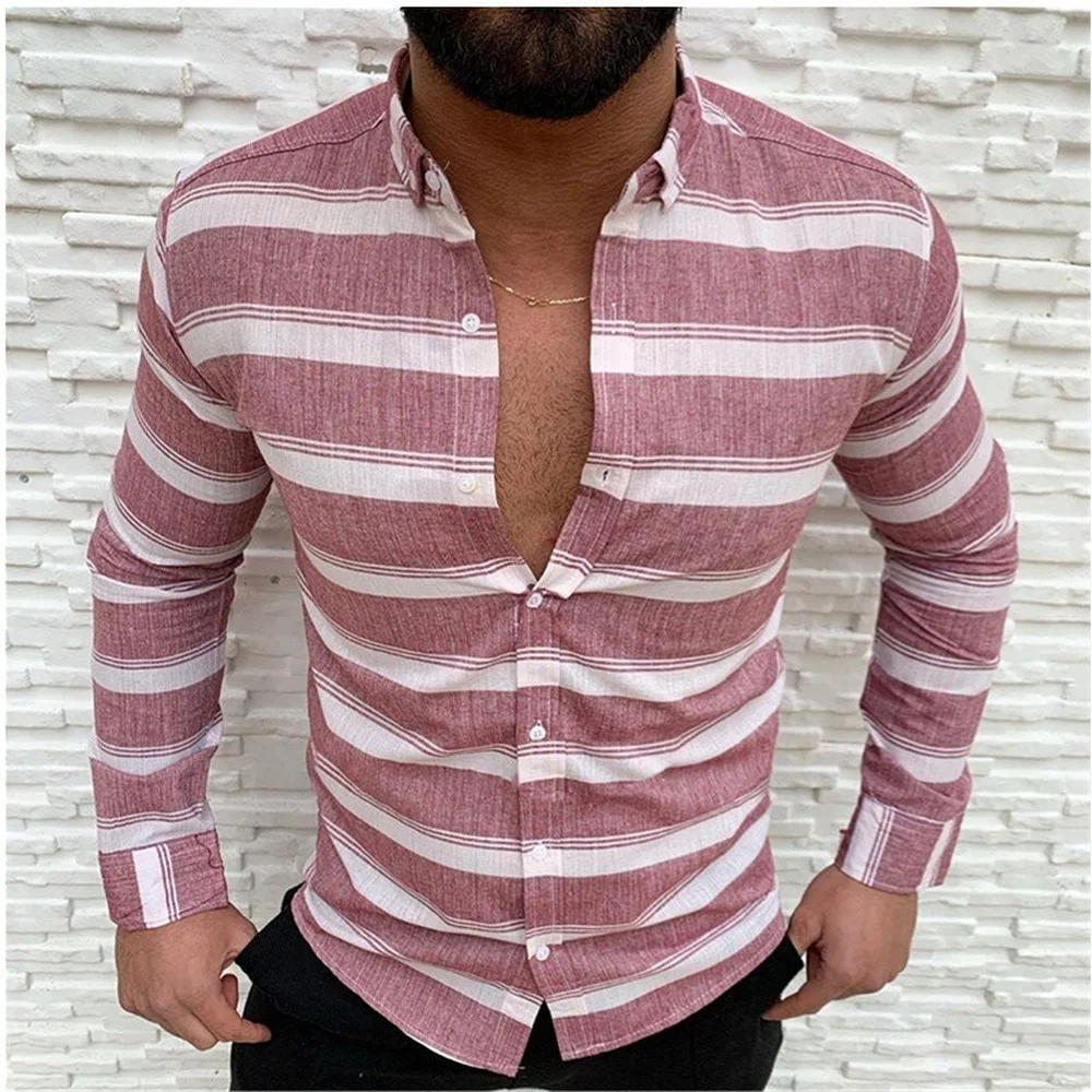 Men's Lapel Button Long Sleeve Men's Casual Shirt