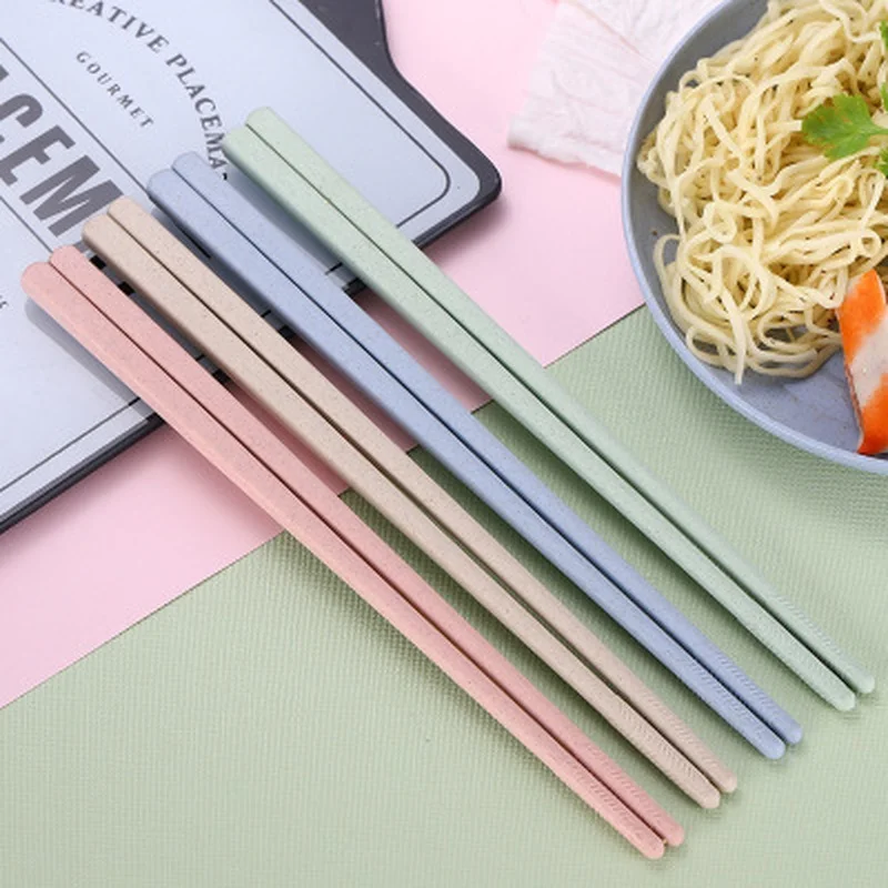 1 Pair Wheat Straw Non-Slip Chopsticks Portable Travel Chop Stick Reusable Food Sticks for Sushi Food Tableware Chinese Gift