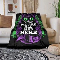cheshire cat cartoon print blanket stylish soft and comfortable flannel fluffy sheet blanket for sofa bed or camping blanket