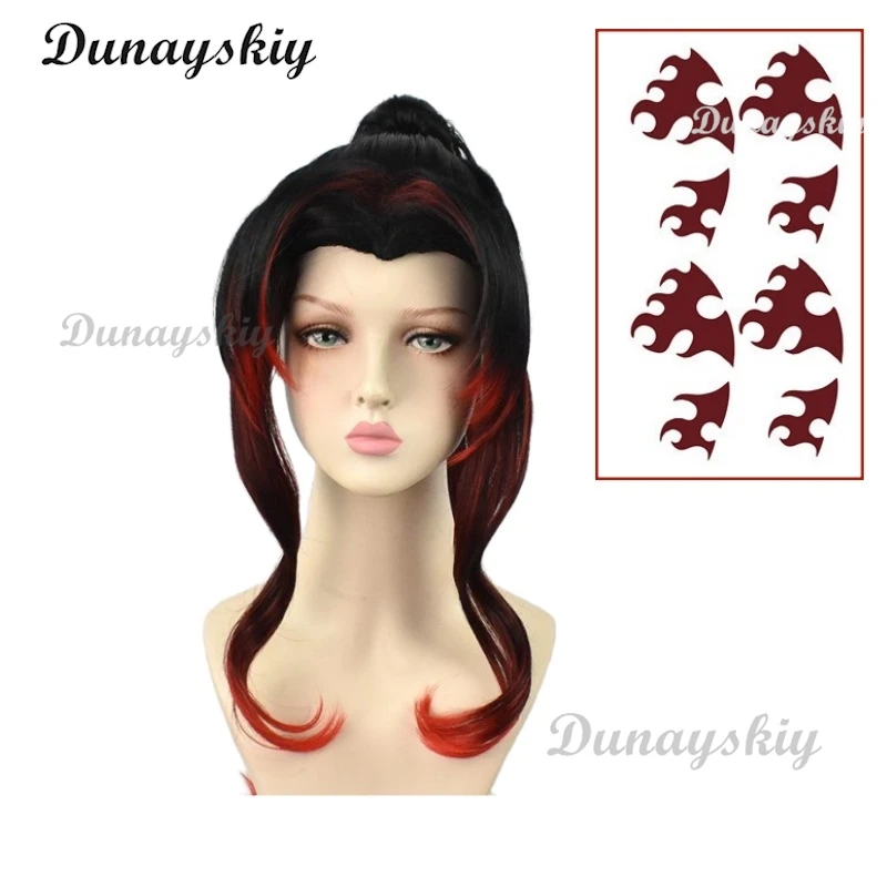 Косплей Костюм Tsugikuni Yoriichi парик аниме косплей кимоно Татуировка наклейка