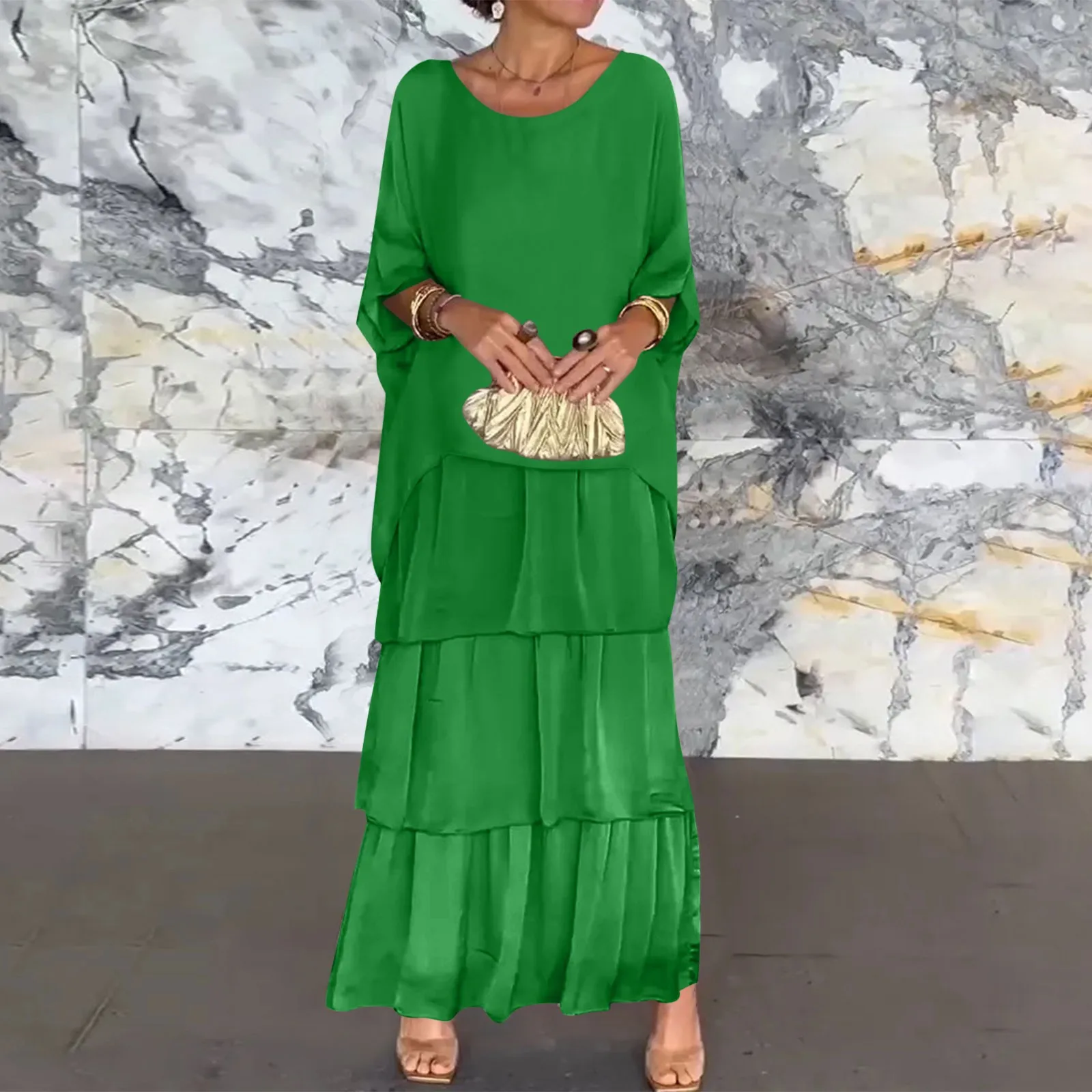 Повседневное свободное шифоновое длинное платье-кекс женское в художественном