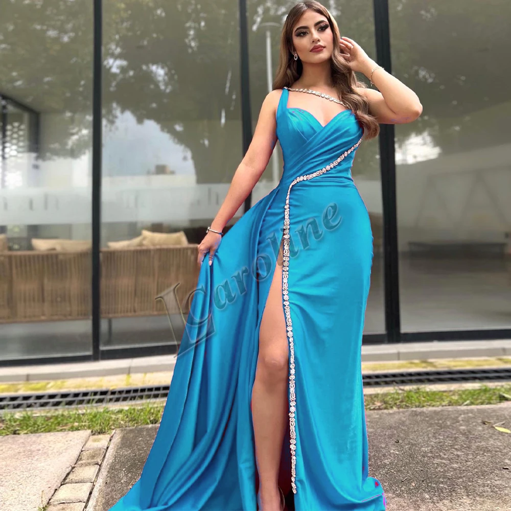 

Caroline Attractive Rhinestone Evening Dresses For Women 2024 Dresses For Dancing Parties Satin Vestido De Fiesta Custom Made