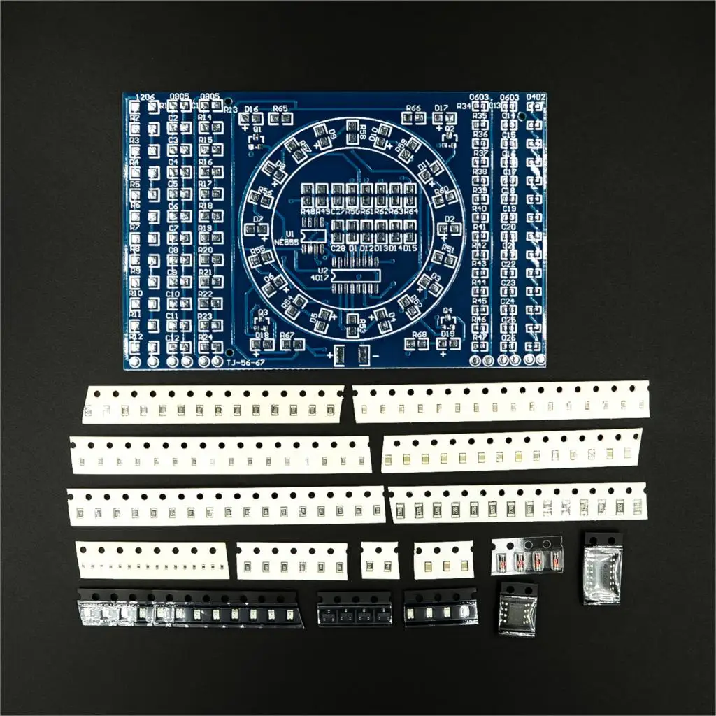 

SMD NE555 CD4017 Rotating LED Soldering Practice Board DIY Kit Skill Training Electronic Suit